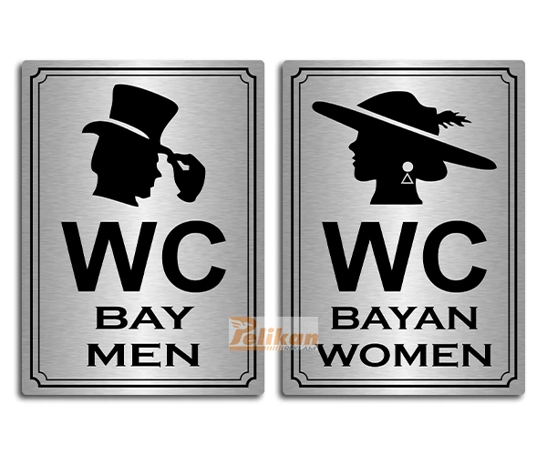 Bay Bayan Wc İşareti Metal Yapışkanlı