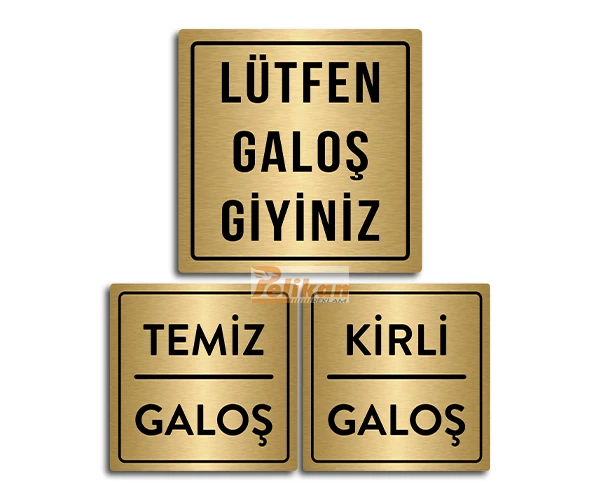 Alternative view of Lütfen Galoş Giyiniz Yazısı Metal 3lü Set
